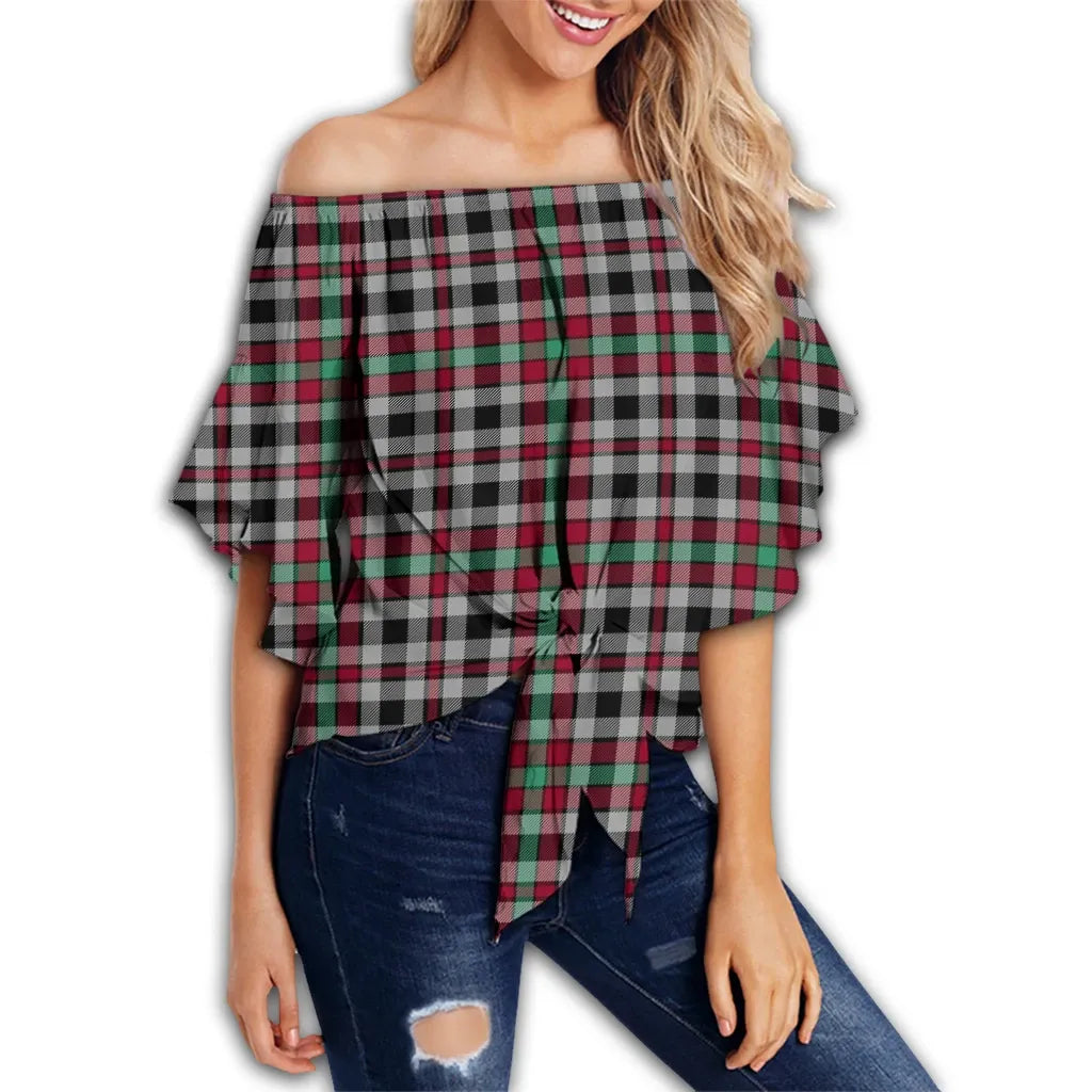 Borthwick Ancient Tartan Classic Off Shoulder Waist Wrap Top