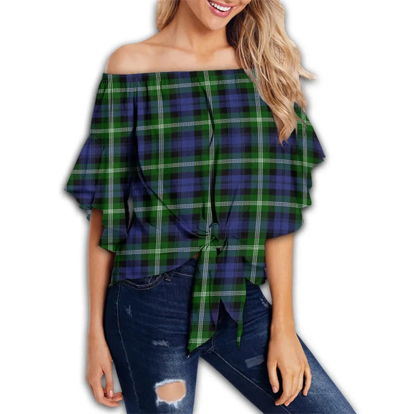 Baillie Modern Tartan Classic Off Shoulder Waist Wrap Top