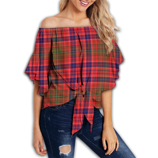 Lumsden Modern Tartan Classic Off Shoulder Waist Wrap Top