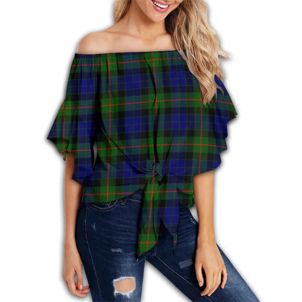 Gunn Modern Tartan Classic Off Shoulder Waist Wrap Top