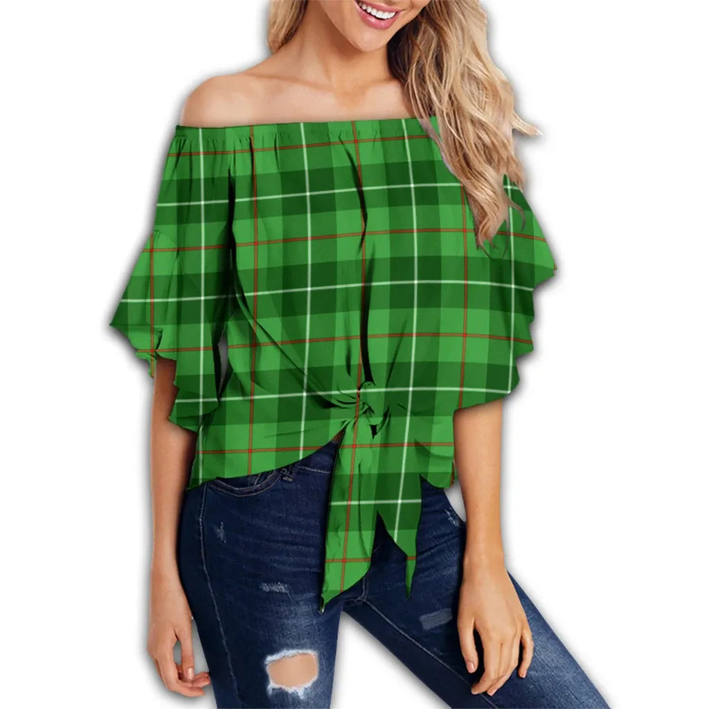 Galloway District Tartan Classic Off Shoulder Waist Wrap Top