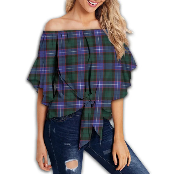 Hunter Modern Tartan Classic Off Shoulder Waist Wrap Top