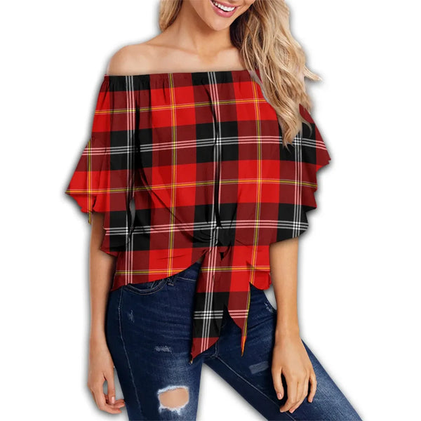 Marjoribanks Tartan Classic Off Shoulder Waist Wrap Top