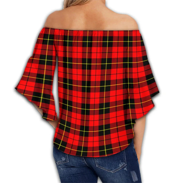 Wallace Hunting - Red Tartan Classic Off Shoulder Waist Wrap Top