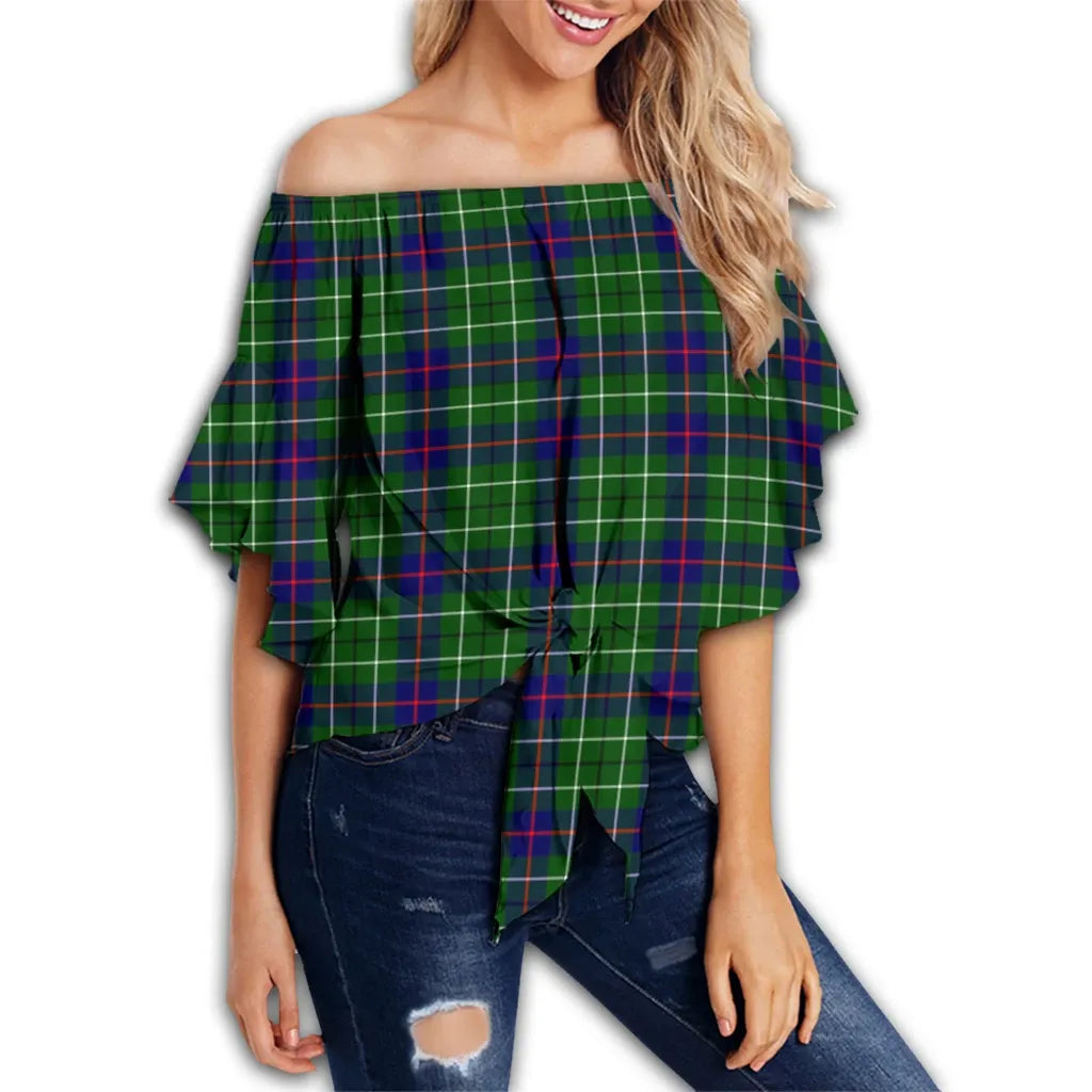 Duncan Modern Tartan Classic Off Shoulder Waist Wrap Top