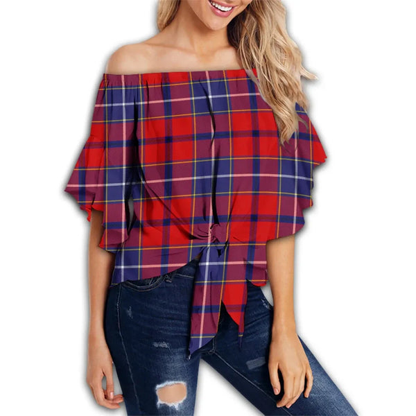 Wishart Dress Tartan Classic Off Shoulder Waist Wrap Top