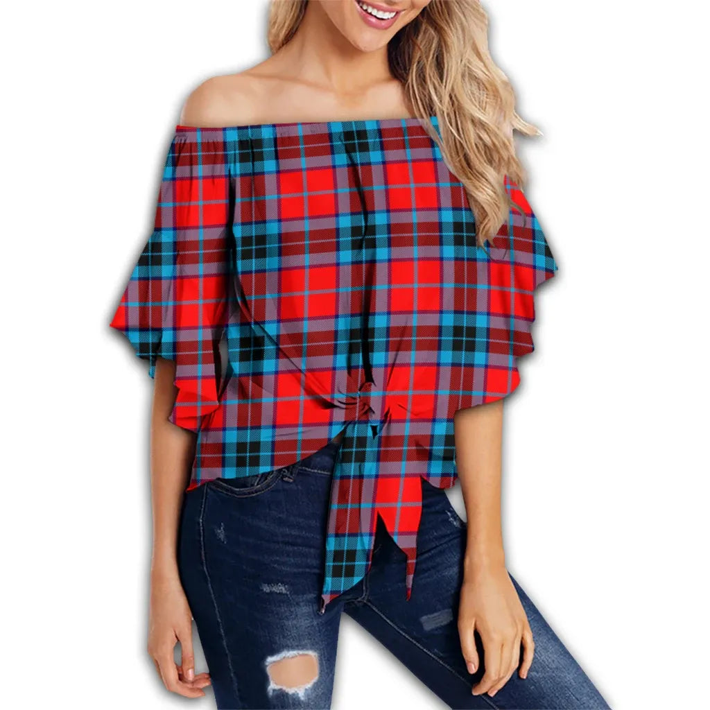 MacTavish Modern Tartan Classic Off Shoulder Waist Wrap Top