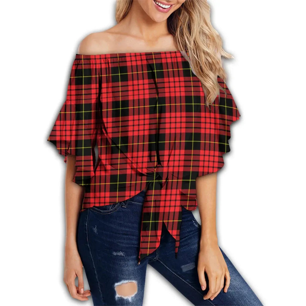 MacQueen Modern Tartan Classic Off Shoulder Waist Wrap Top