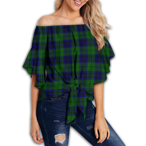 Keith Modern Tartan Classic Off Shoulder Waist Wrap Top