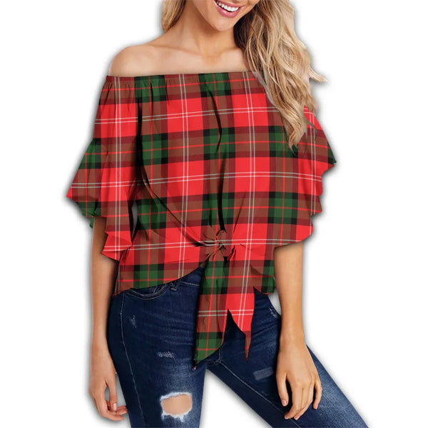 Nesbitt Modern Tartan Classic Off Shoulder Waist Wrap Top