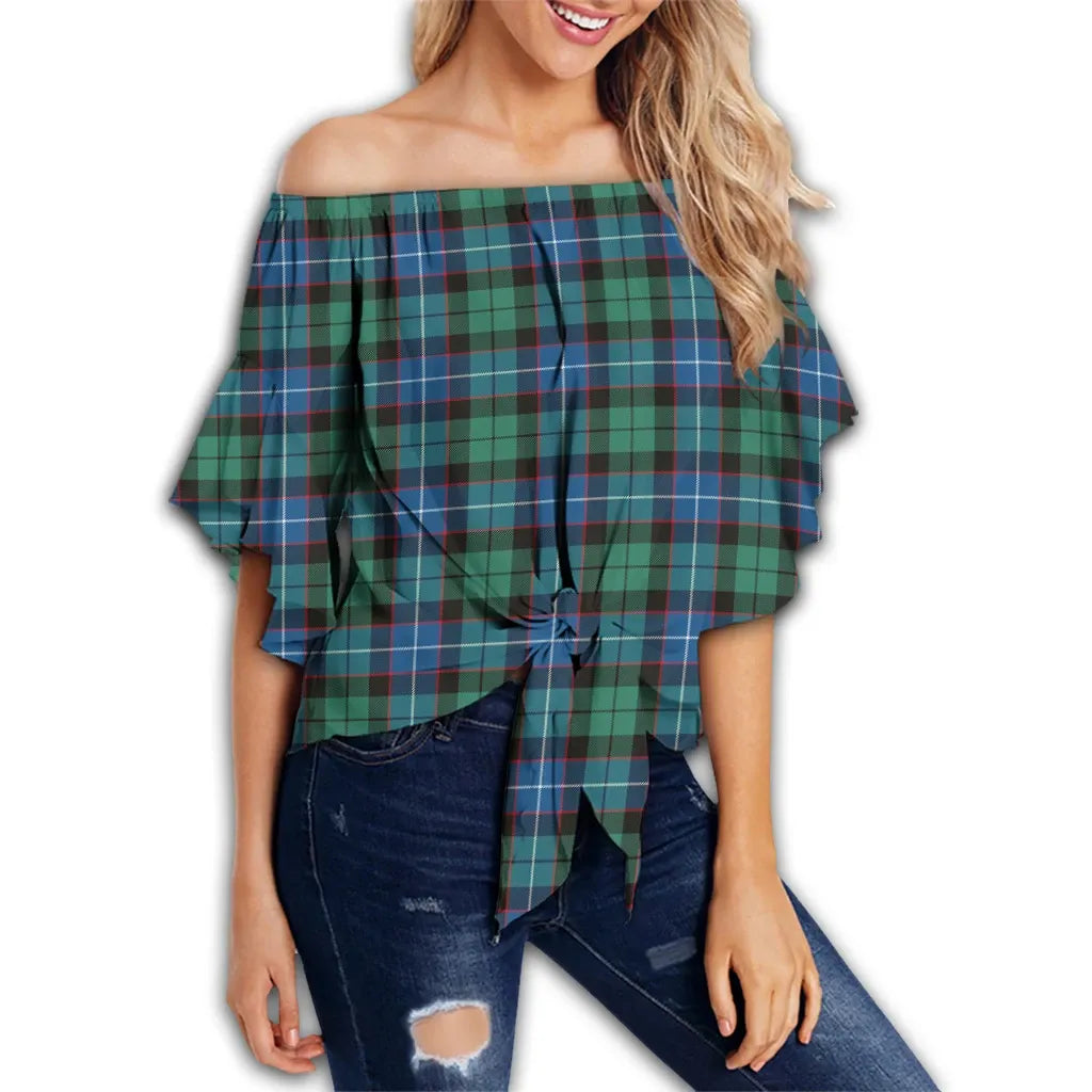 Hunter Ancient Tartan Classic Off Shoulder Waist Wrap Top