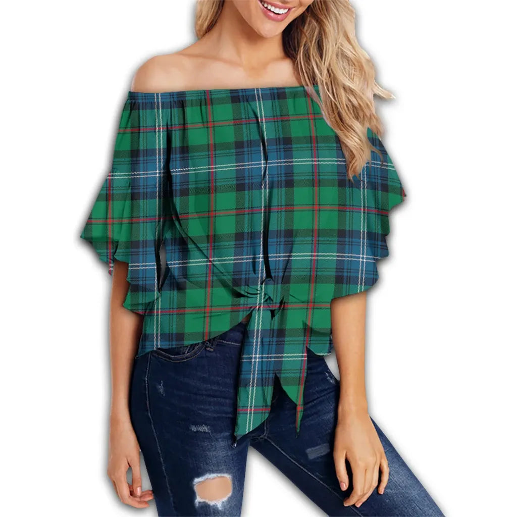 Urquhart Ancient Tartan Classic Off Shoulder Waist Wrap Top