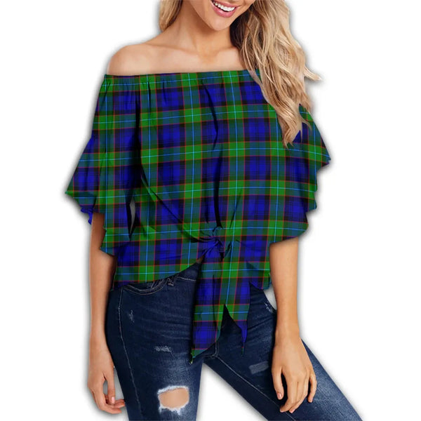 Sempill Modern Tartan Classic Off Shoulder Waist Wrap Top