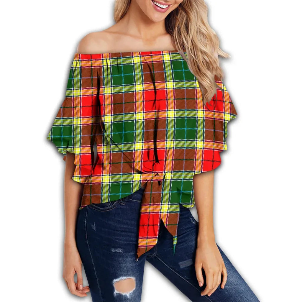 Gibbs Tartan Classic Off Shoulder Waist Wrap Top