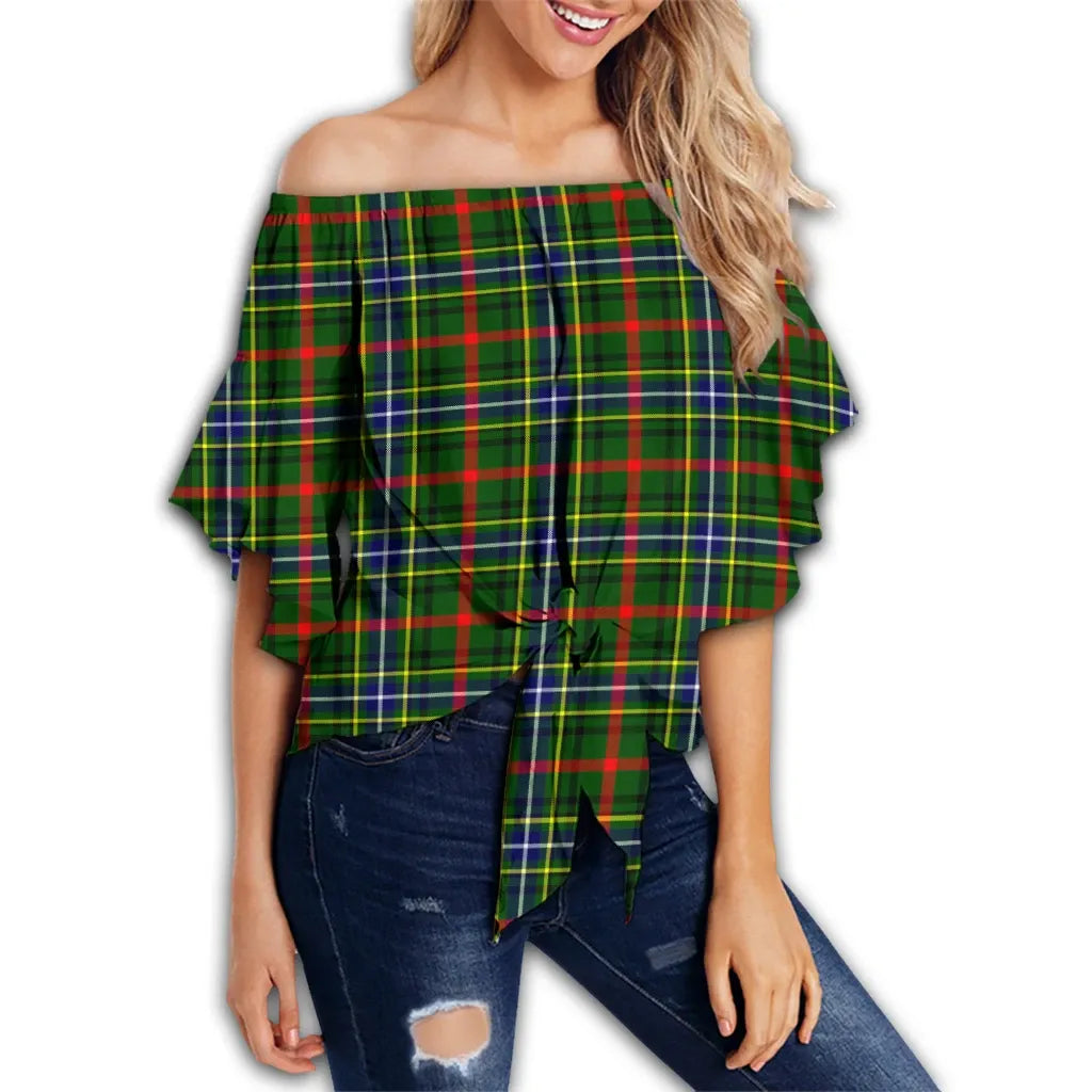 Bisset Tartan Classic Off Shoulder Waist Wrap Top