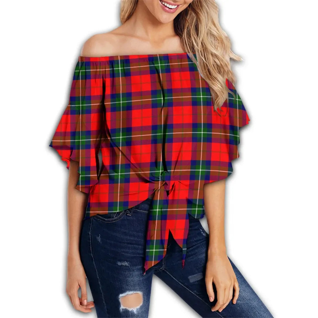 Ruthven Modern Tartan Classic Off Shoulder Waist Wrap Top