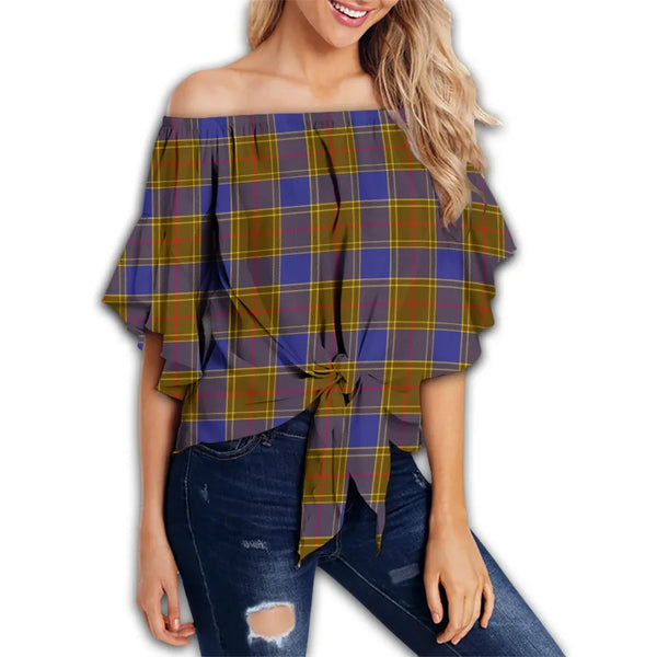 Balfour Modern Tartan Classic Off Shoulder Waist Wrap Top