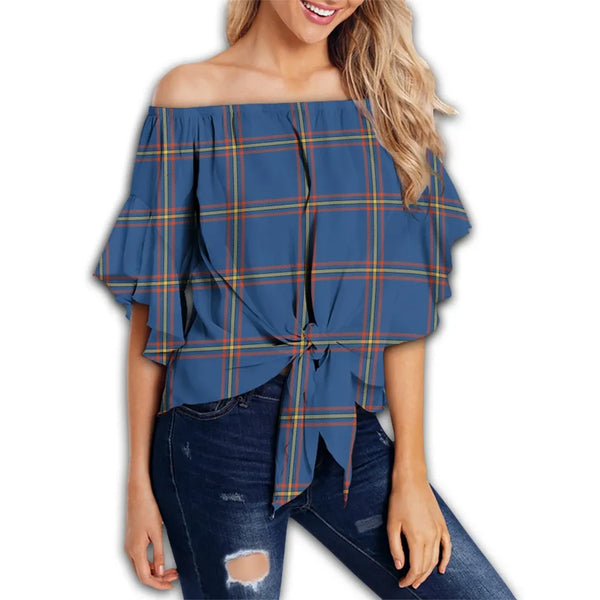 MacLaine of Loch Buie Tartan Classic Off Shoulder Waist Wrap Top