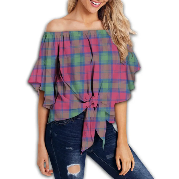 Lindsay Ancient Tartan Classic Off Shoulder Waist Wrap Top