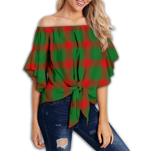 Middleton Modern Tartan Classic Off Shoulder Waist Wrap Top