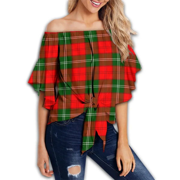 Lennox Modern Tartan Classic Off Shoulder Waist Wrap Top