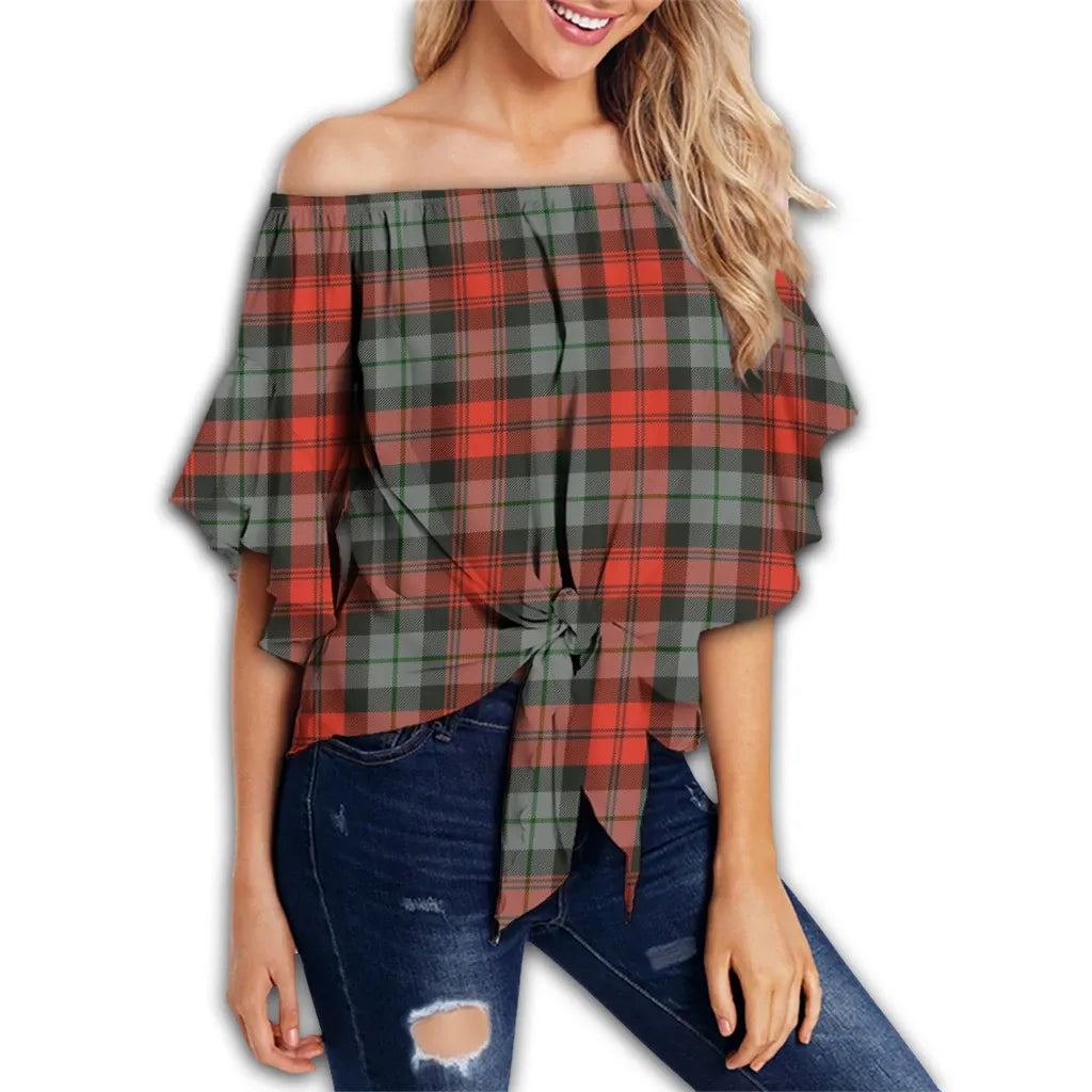 MacLachlan Weathered Tartan Classic Off Shoulder Waist Wrap Top