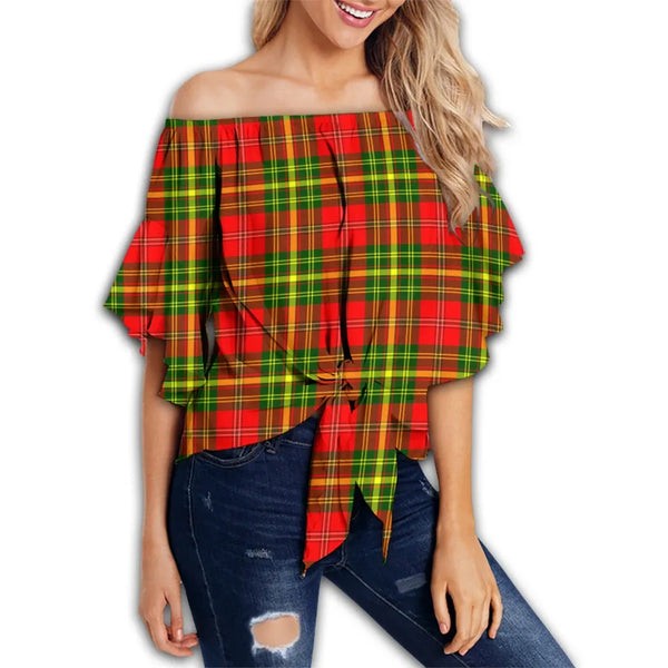 Leask Tartan Classic Off Shoulder Waist Wrap Top