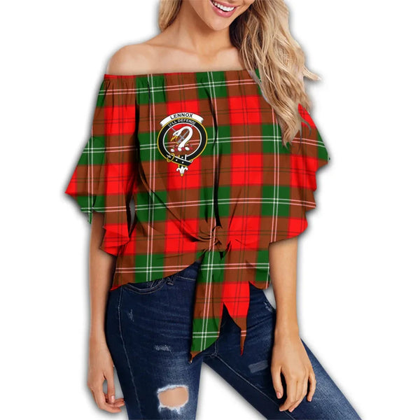 Lennox Modern Tartan Classic Crest Off Shoulder Waist Wrap Top