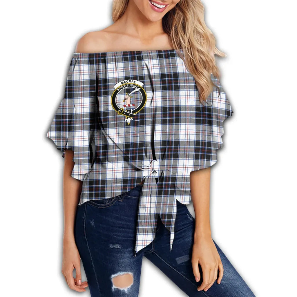 MacRae Dress Modern Tartan Classic Crest Off Shoulder Waist Wrap Top