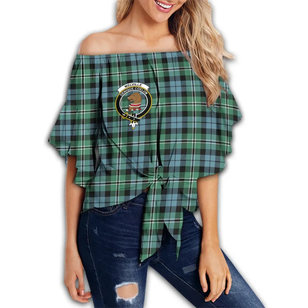 Melville Tartan Classic Crest Off Shoulder Waist Wrap Top