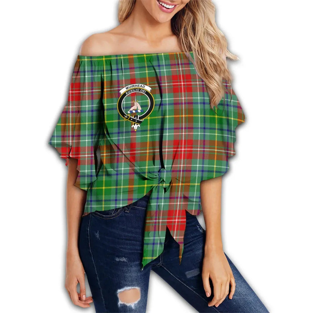 Muirhead Tartan Classic Crest Off Shoulder Waist Wrap Top