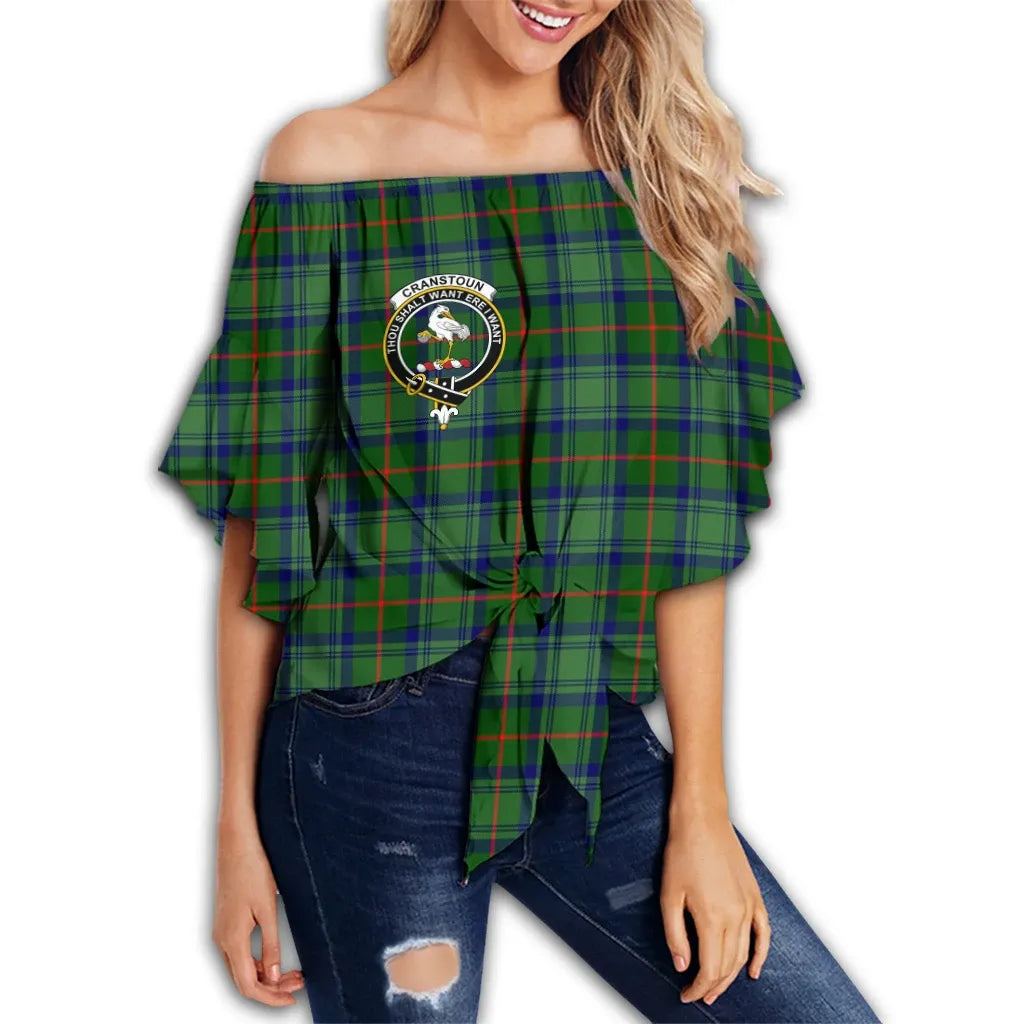 Cranstoun Tartan Classic Crest Off Shoulder Waist Wrap Top