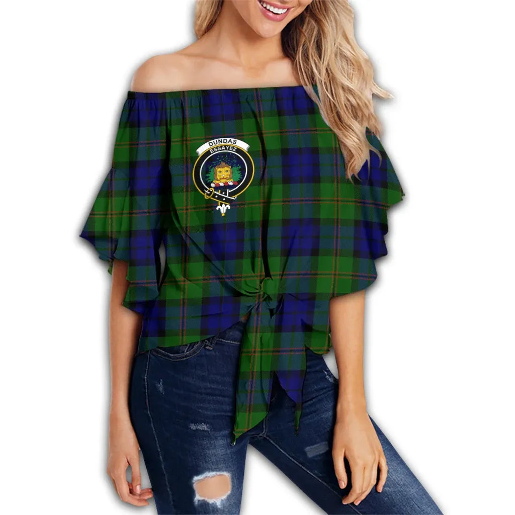 Dundas Modern Tartan Classic Crest Off Shoulder Waist Wrap Top