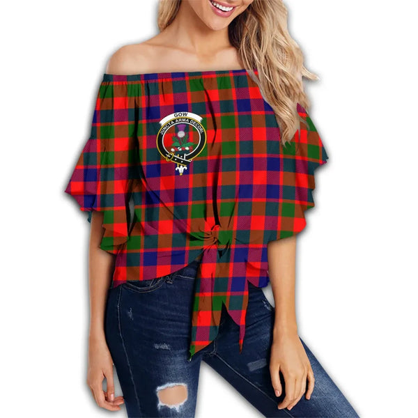 Gow Modern Tartan Classic Crest Off Shoulder Waist Wrap Top