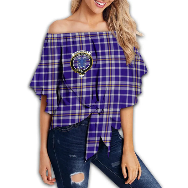 Ochterlony Tartan Classic Crest Off Shoulder Waist Wrap Top