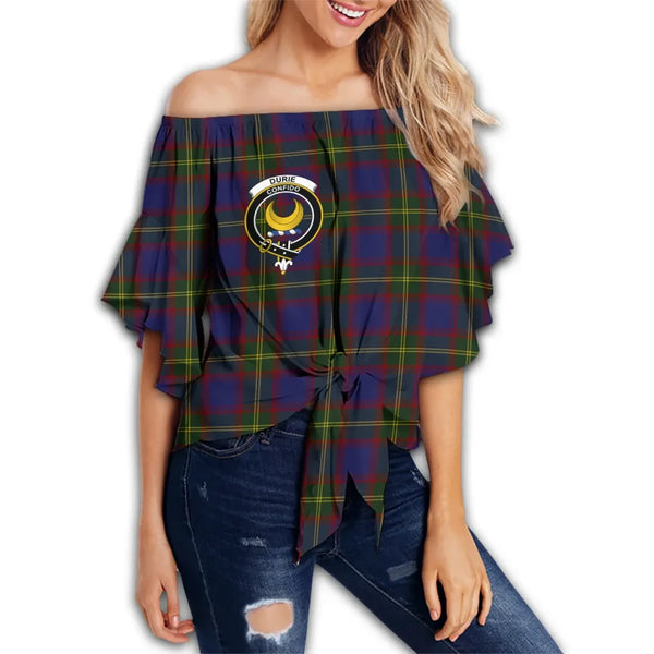 Durie Tartan Classic Crest Off Shoulder Waist Wrap Top