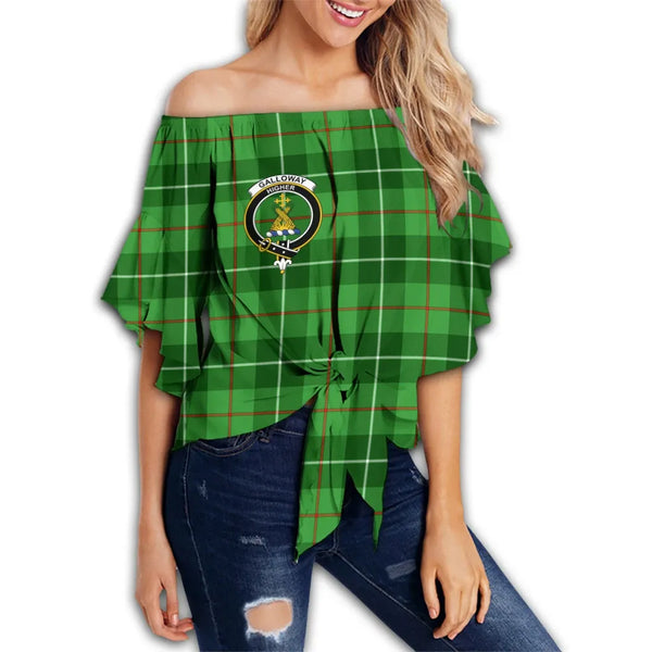 Galloway District Tartan Classic Crest Off Shoulder Waist Wrap Top