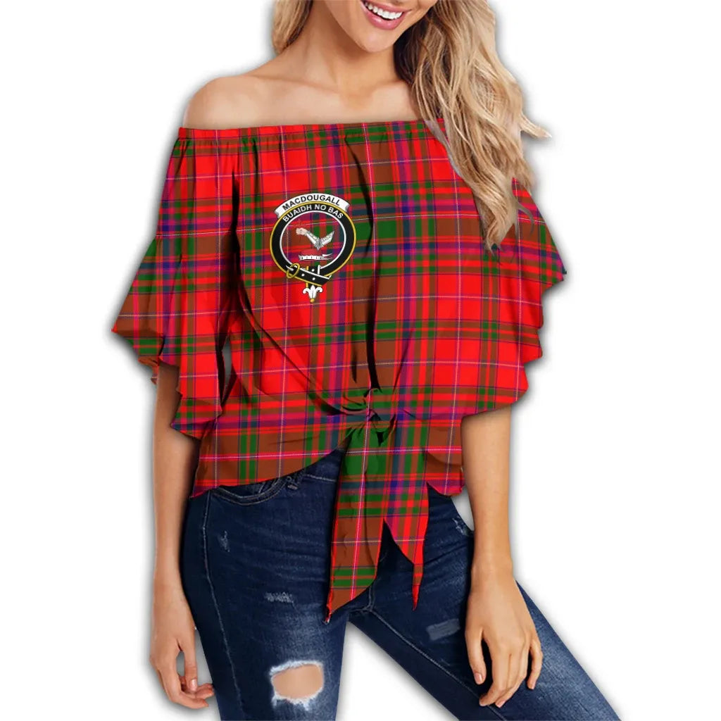 MacDougall Modern Tartan Classic Crest Off Shoulder Waist Wrap Top