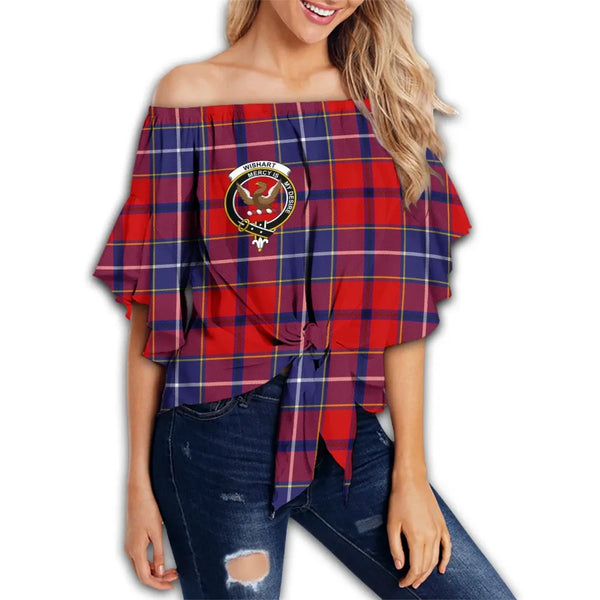 Wishart Dress Tartan Classic Crest Off Shoulder Waist Wrap Top