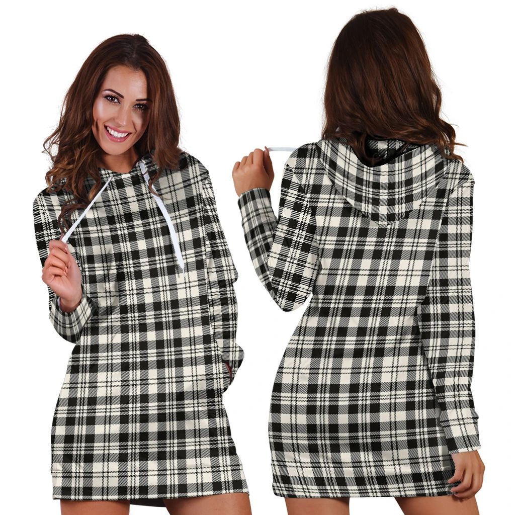 SCOTT BLACK & WHITE ANCIENT Tartan Classic Hoodie Dress