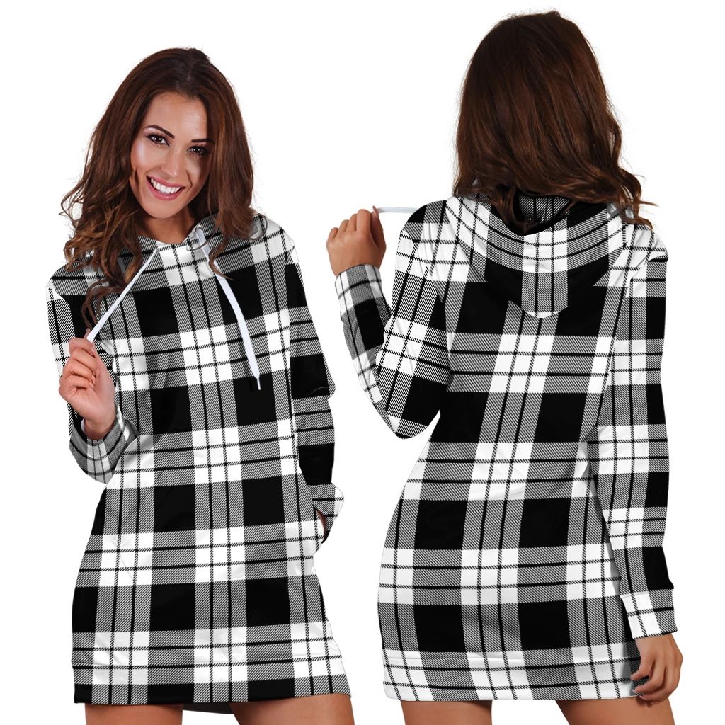 MacFarlane Black & White Tartan Classic Hoodie Dress