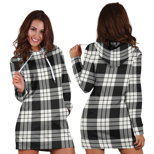 MacFarlane Black & White Ancient Tartan Classic Hoodie Dress