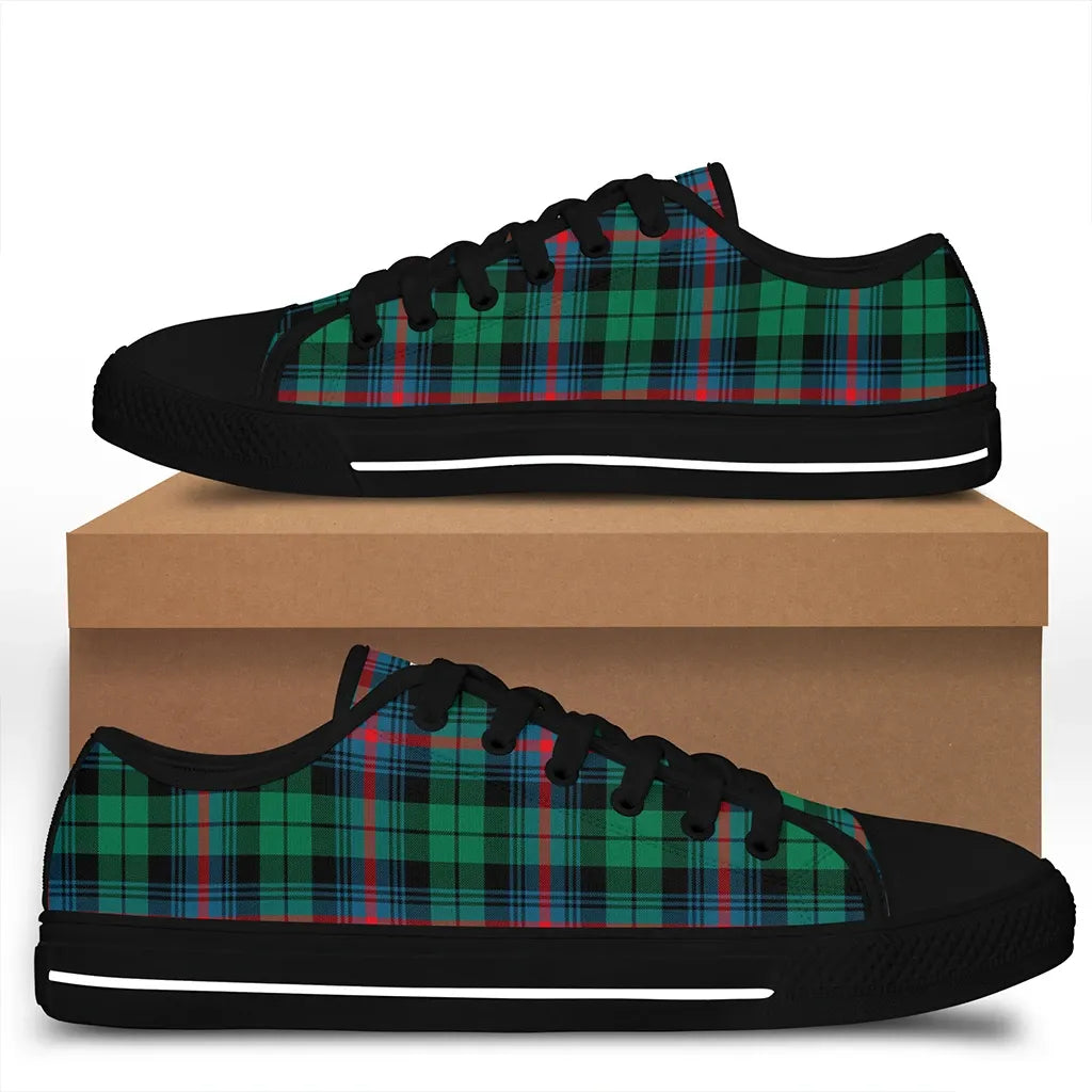 Urquhart Broad Red Ancient Tartan Classic Crest Low Top Shoes