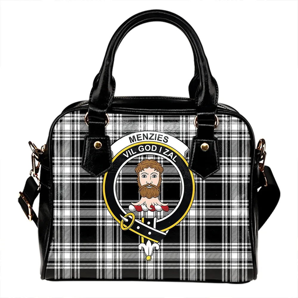 Menzies Black & White Modern Tartan Classic Shoulder Handbag