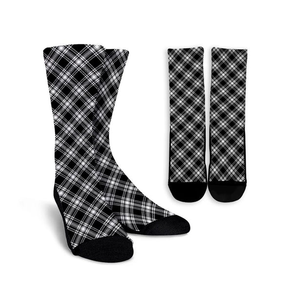 Menzies Black & White Modern Tartan Classic Crew Socks