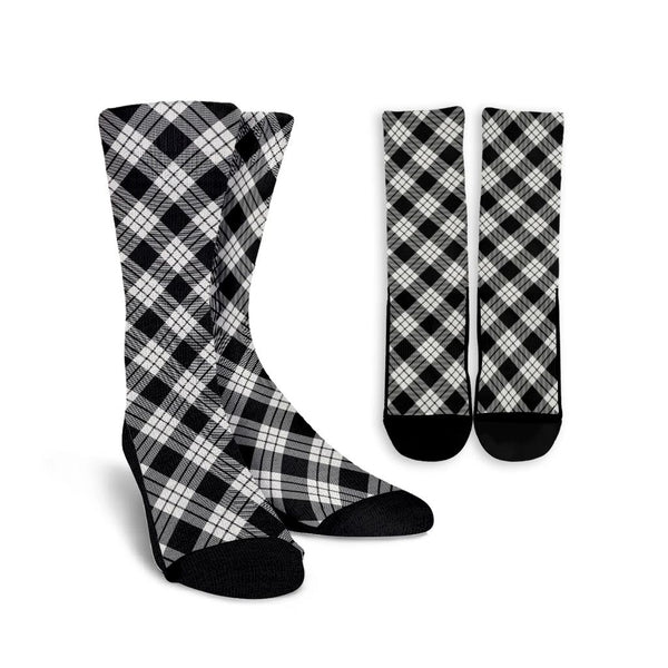 MacFarlane Black & White Ancient Tartan Classic Crew Socks