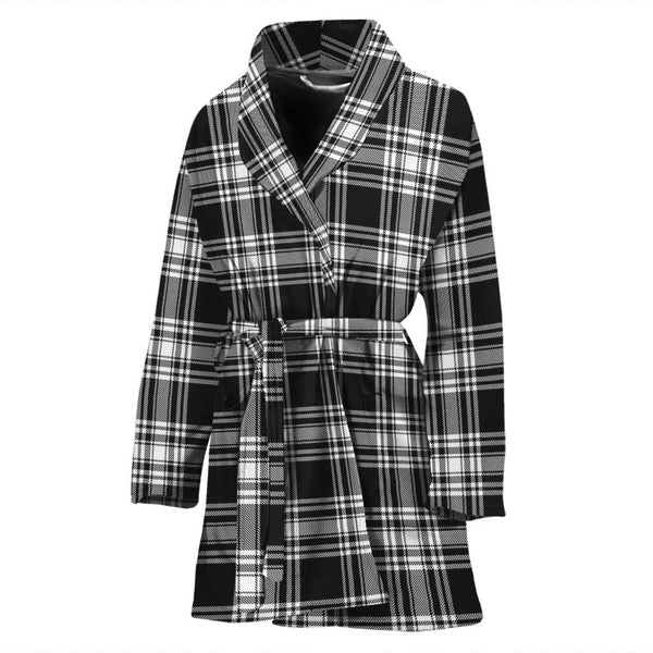 Menzies Black & White Modern Tartan Classic Bath Robe