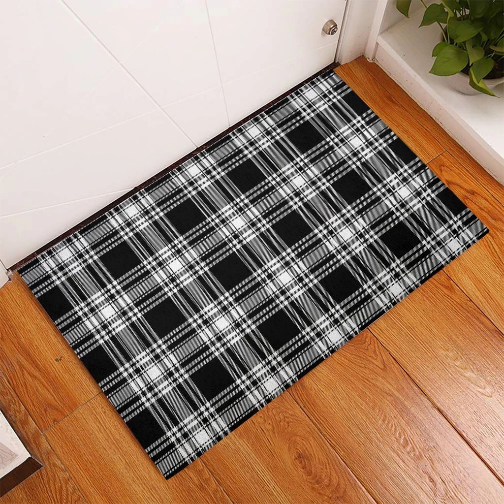 Menzies Black & White Modern Tartan Classic Door Mat