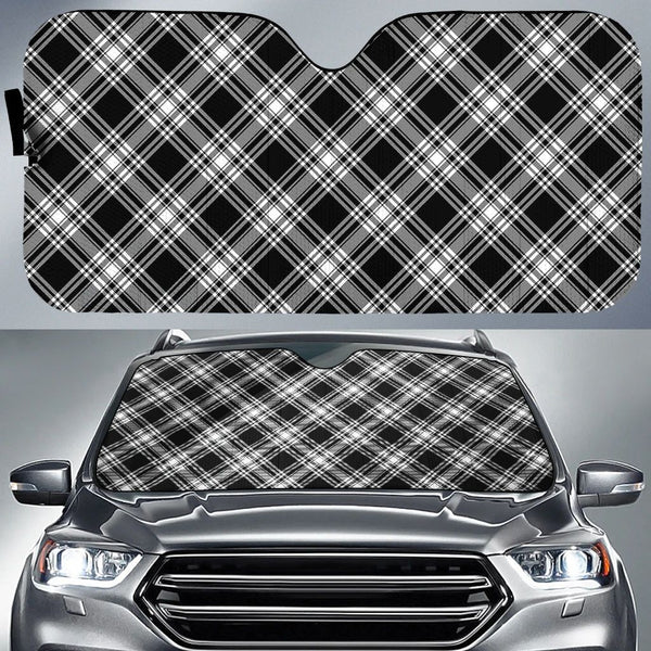 Menzies Black & White Modern Tartan Classic Auto Sun Shade