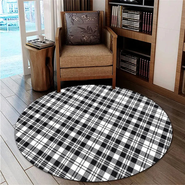 Scott Black & White Modern Tartan Classic Round Carpet